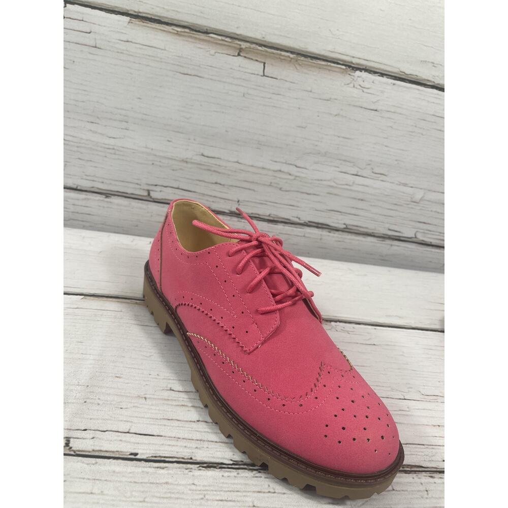 Journee Collection Claudiya Shoes Womens Size 9 Pink Faux Suede Oxford Flats - Picture 3 of 14